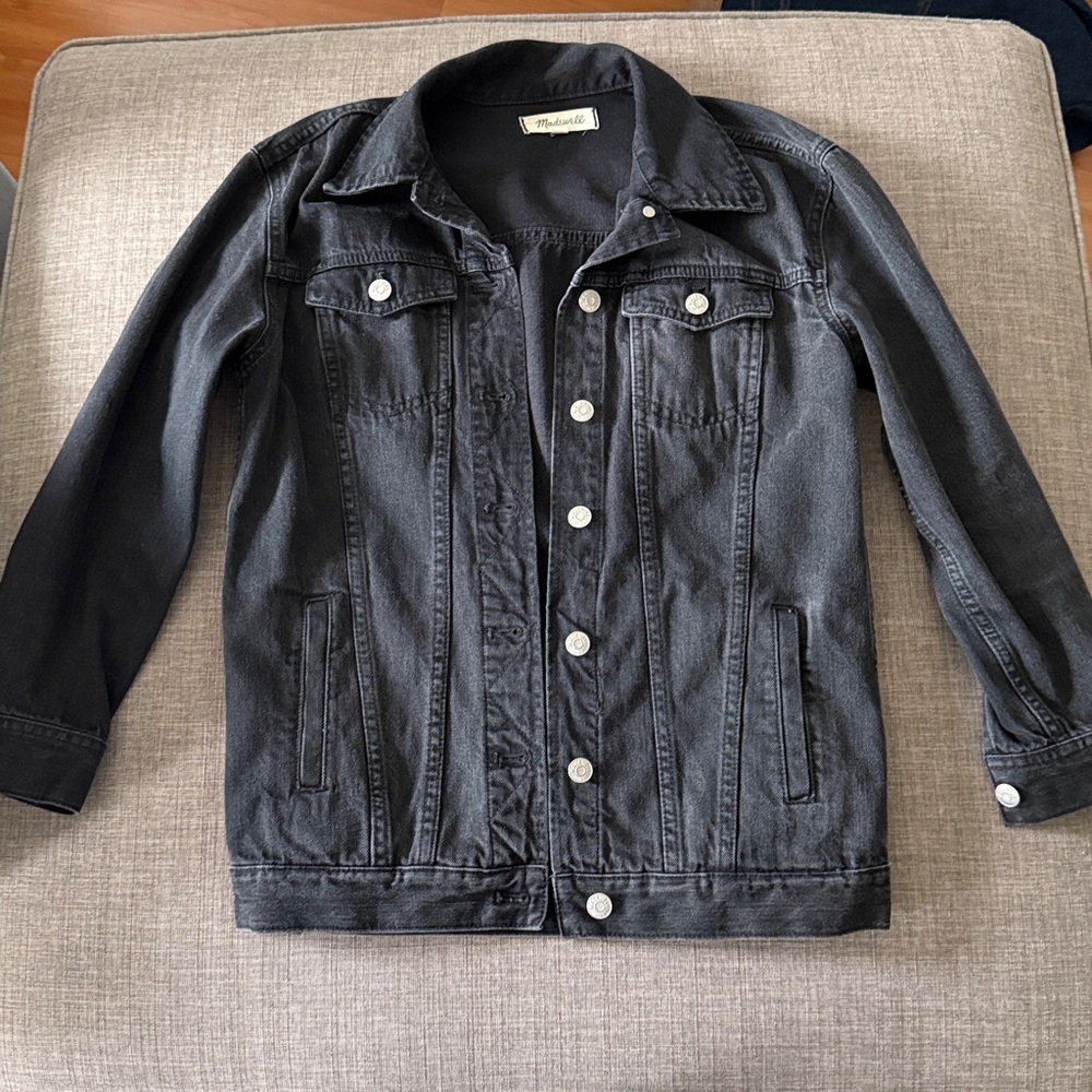 Madewell 100% Cotton Oversized Black Jean Jacket - Picture 2 of 5